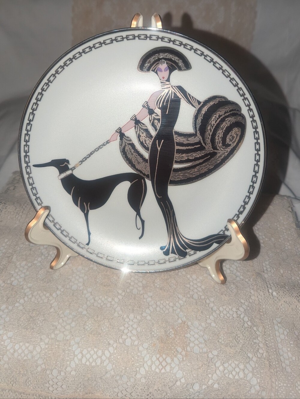 Vintage House of Erté "Symphony in Black" Limited Edition porcelain Plate